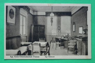 AK Passau / 1920er Jahre / Königliche Kreis Oberrealschule Schule / Rektorat / Einrichtung Möbel